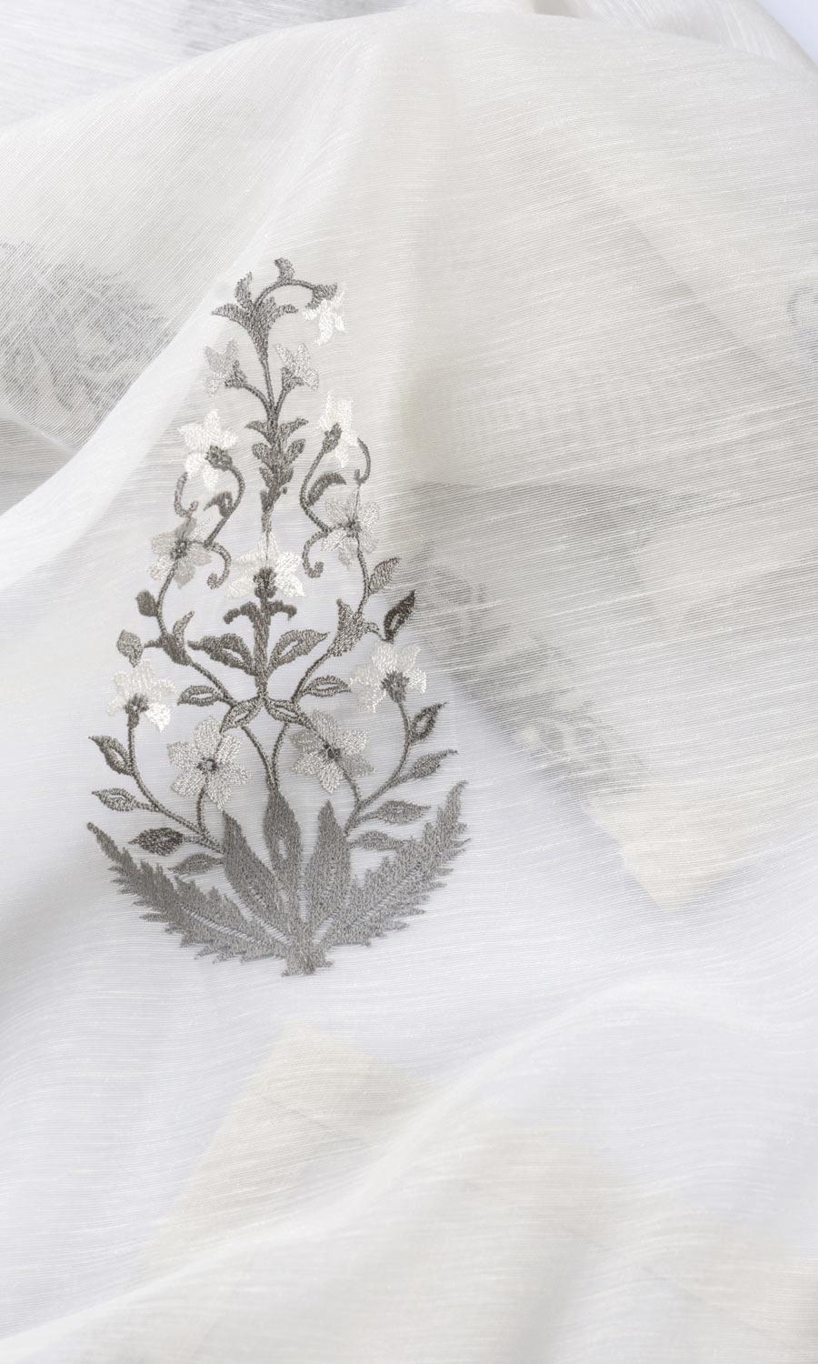 Sheer Floral Paisley Roman Blinds & Window Shades (White/ Gray)
