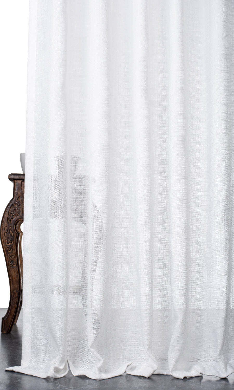 Textured Sheer Window Treatments Fabric Sample (White)
