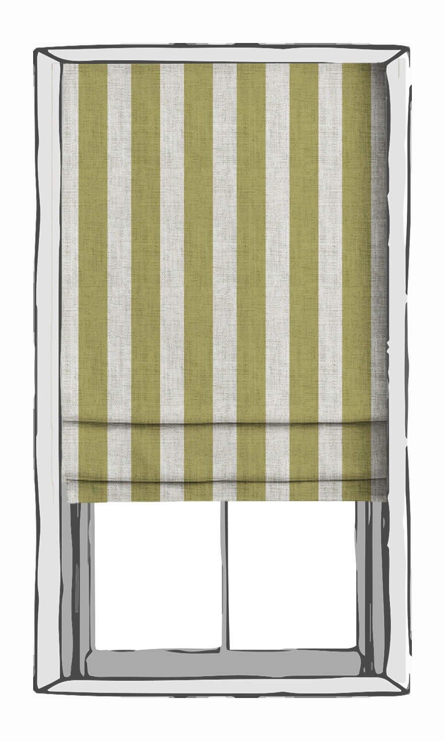 Striped Fabric Material By the Metre (Chartreuse Green/ White)
