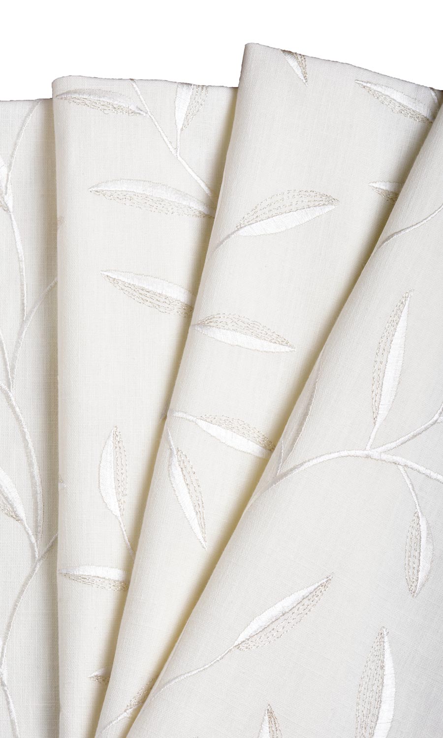 Floral Embroidery Fabric Sample for Roman Blinds & Shades (White/ Cream)