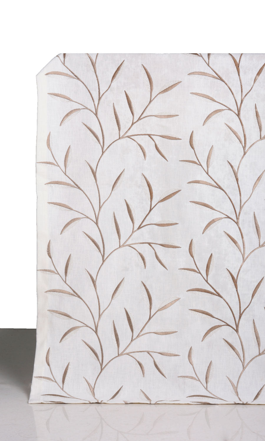 Floral Embroidery Window Treatments Fabric Sample (Cream)