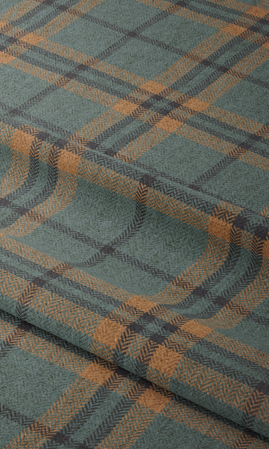 Plaid Fabric Material By the Metre (Teal/ Mustard)