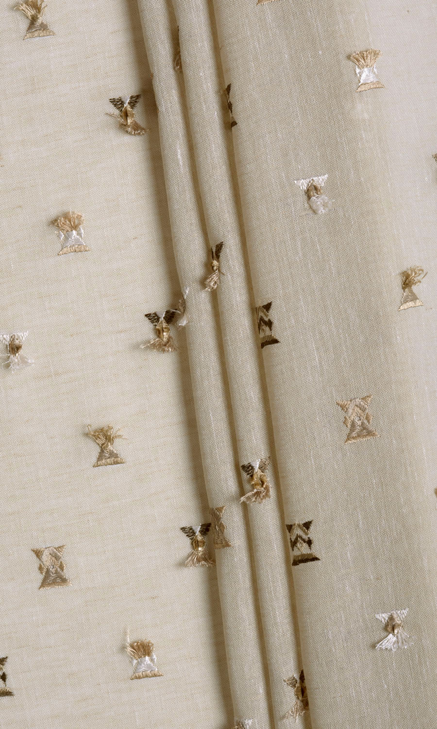 Embroidered Semi-Sheer Blinds (Beige/ Brown) Extra Long Short Wide