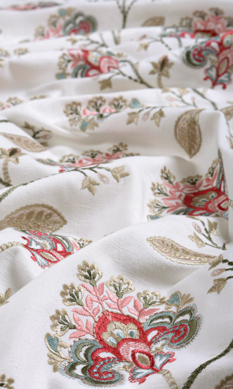 Floral Embroidery Any Size Style Roman Blinds (White/ Red/ Pink)