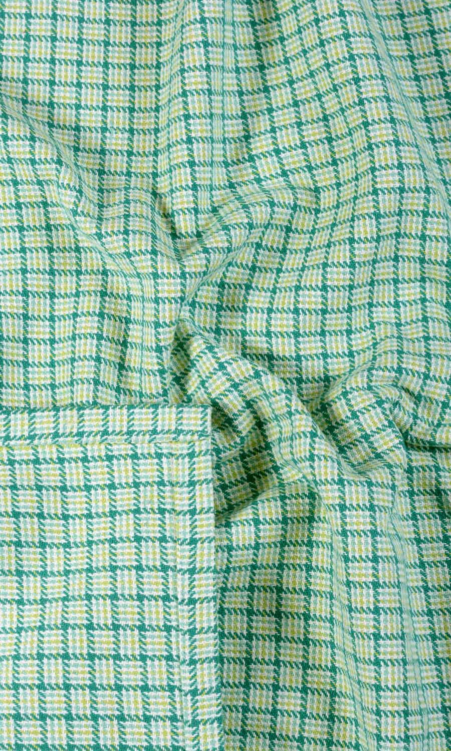 Basketweave Cotton Fabric By the Metre for Roman Blinds & Shades (Green/ Blue)