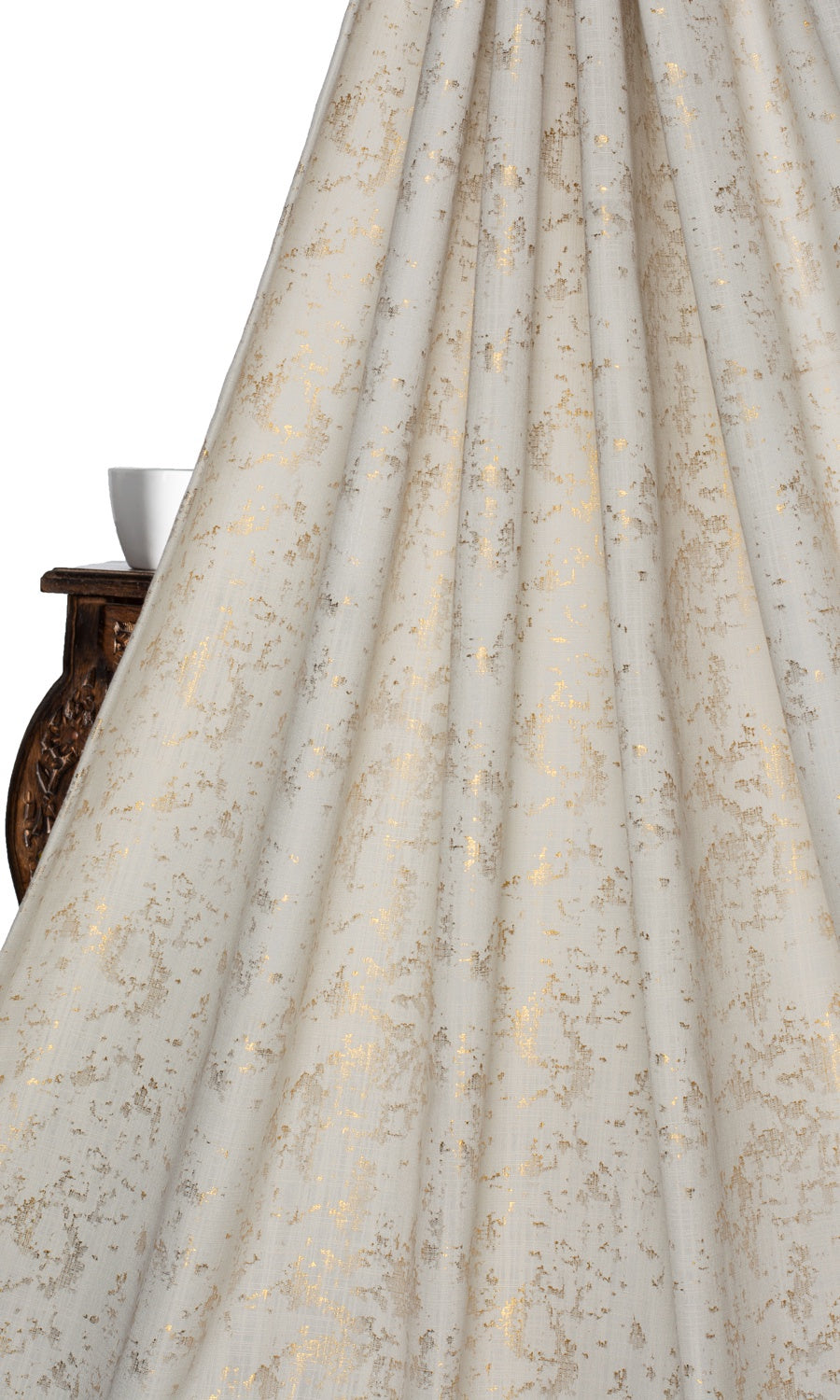 Metallic Abstract Home Textile Fabric Material By the Metre (Beige/ Golden)