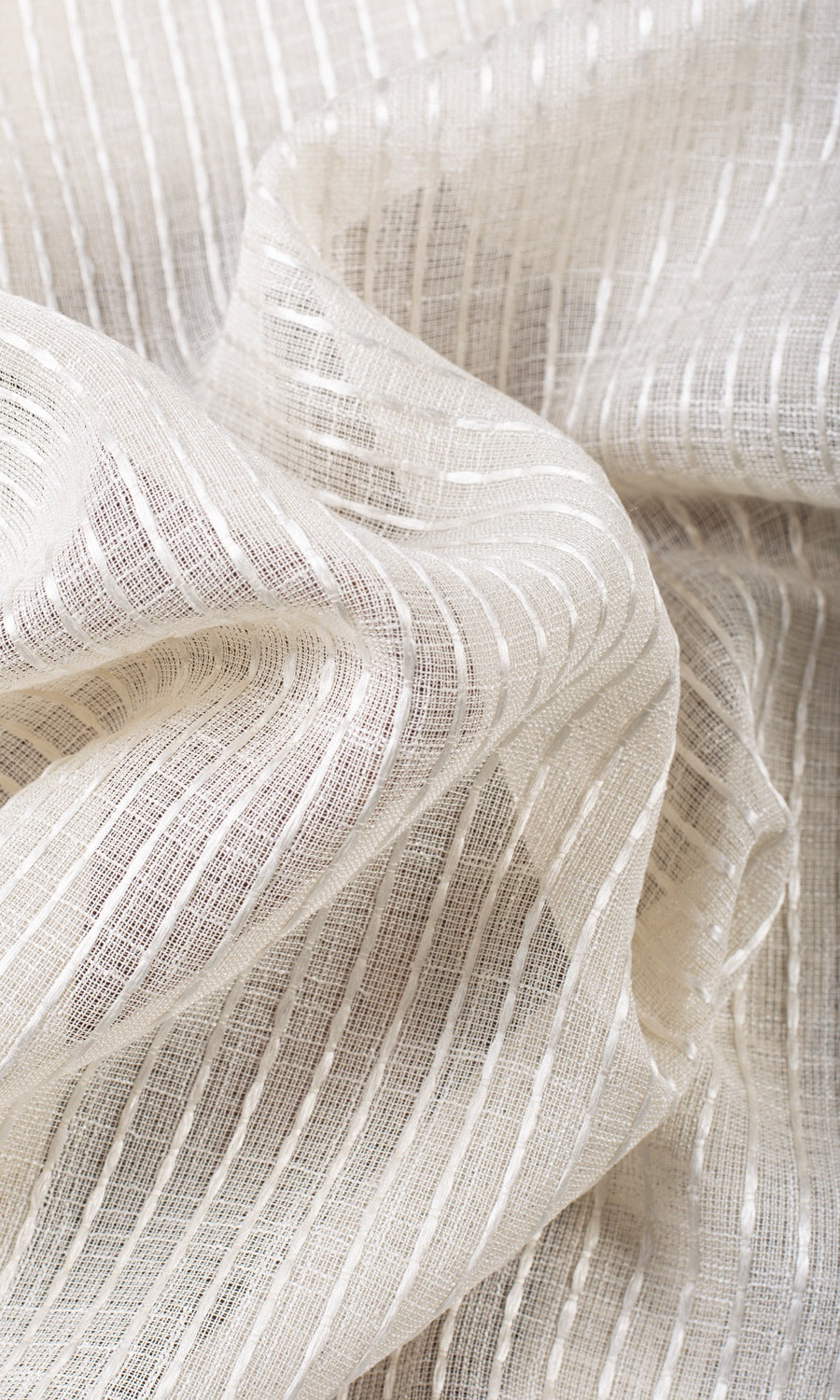 Embroidered Striped Sheer Shades (Creamy Beige)