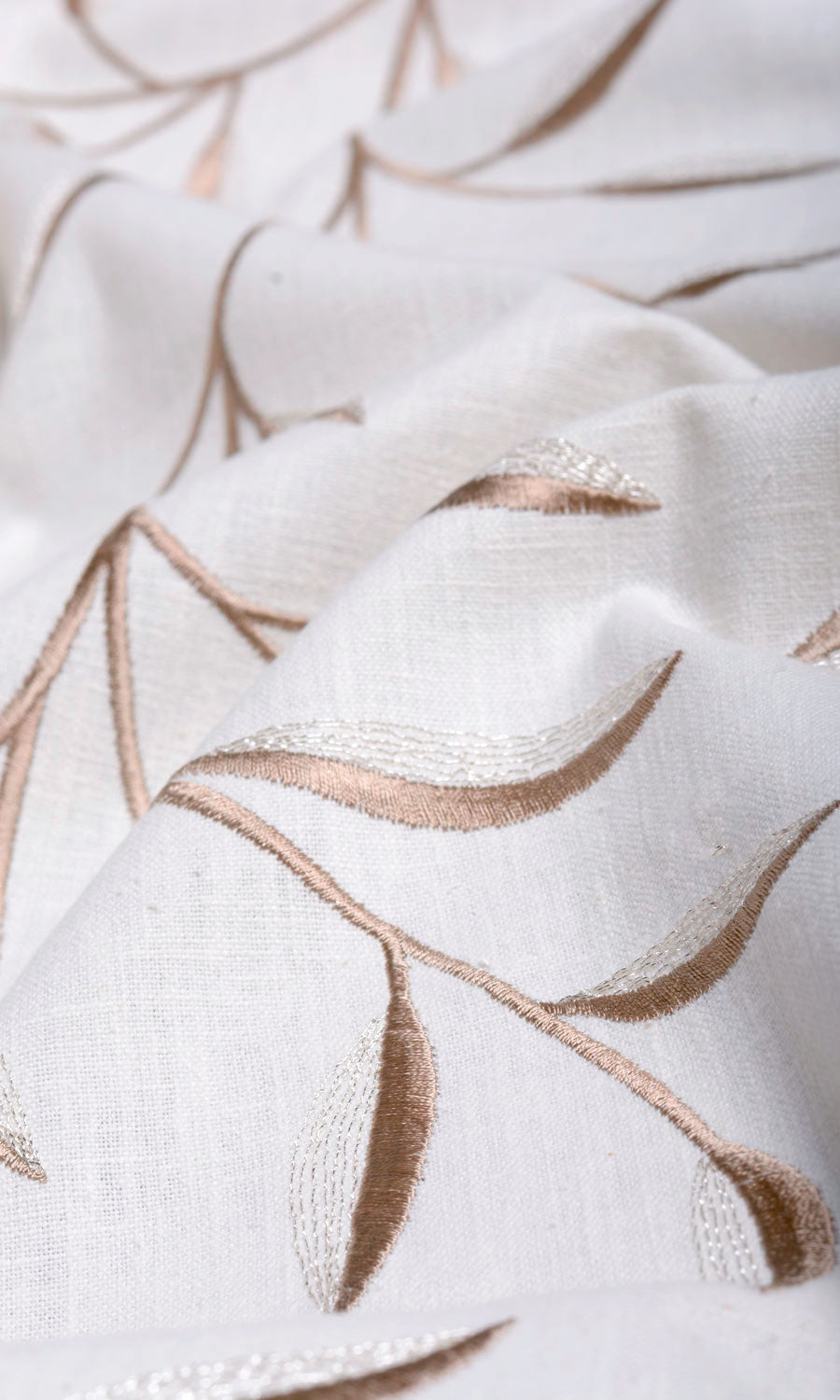 Floral Embroidery Flat, Plain, Fake, Faux, European Relaxed Roman Blinds (Cream)