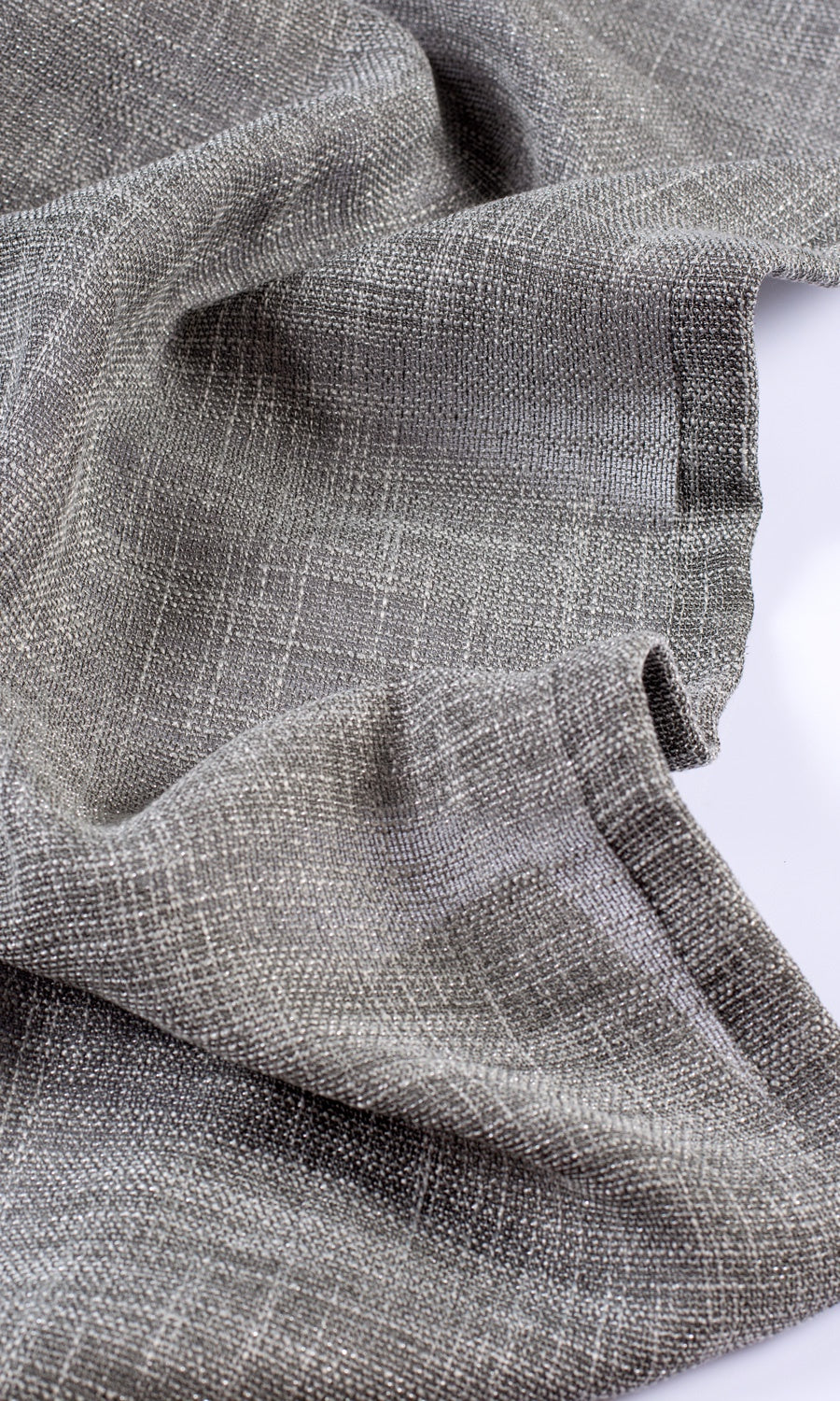 Textured Sheer Home Textile Fabric Material Sample (Stone Gray)