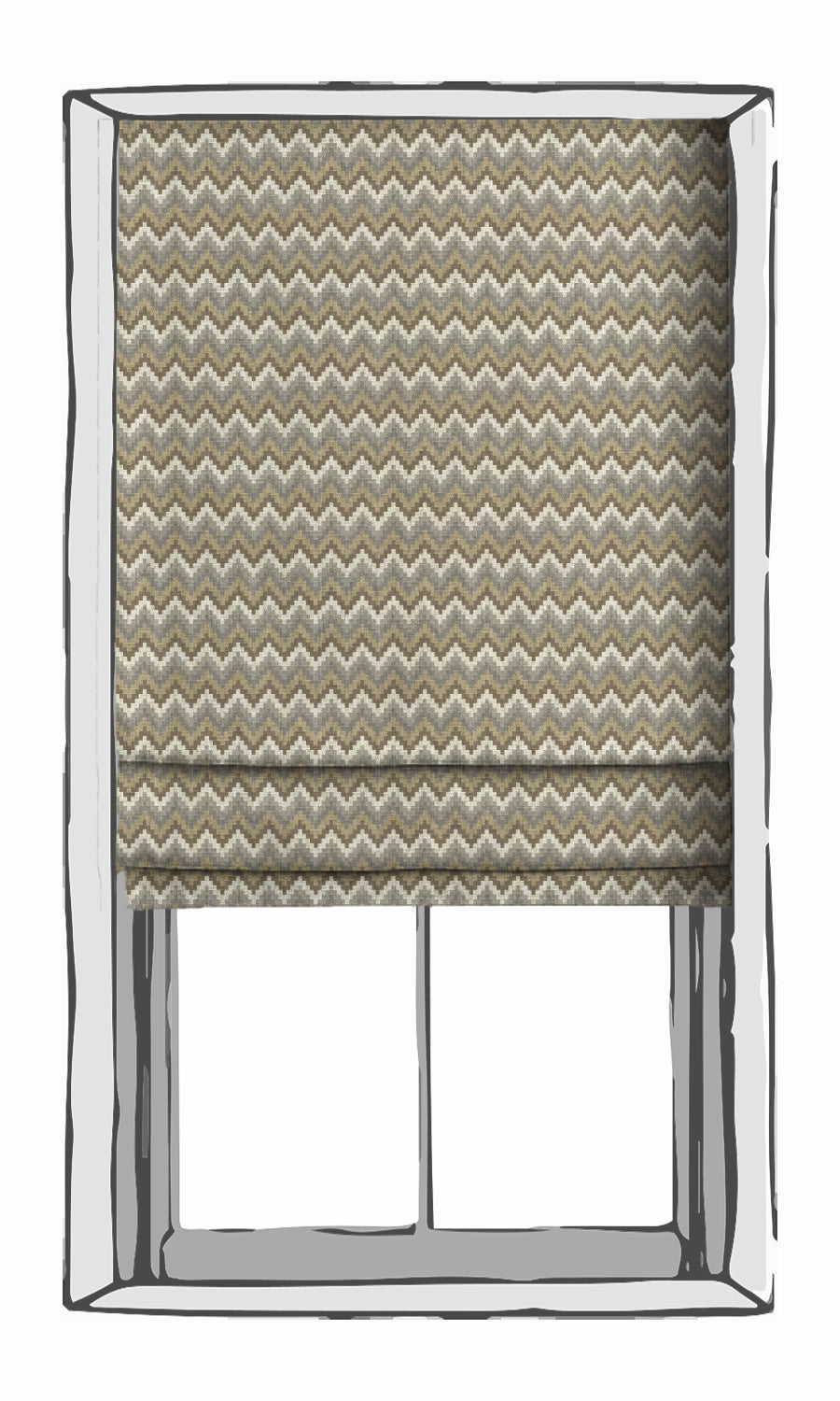 Chevron Patterned Window Treatments Fabric By the Metre (Brown/ Grey)