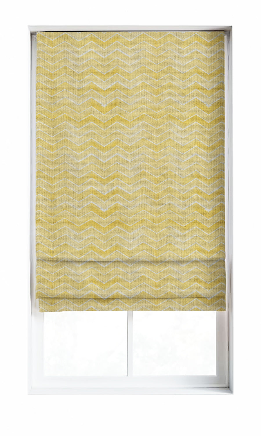 Chevron Print Window Treatments Fabric Sample (White/ Yellow)