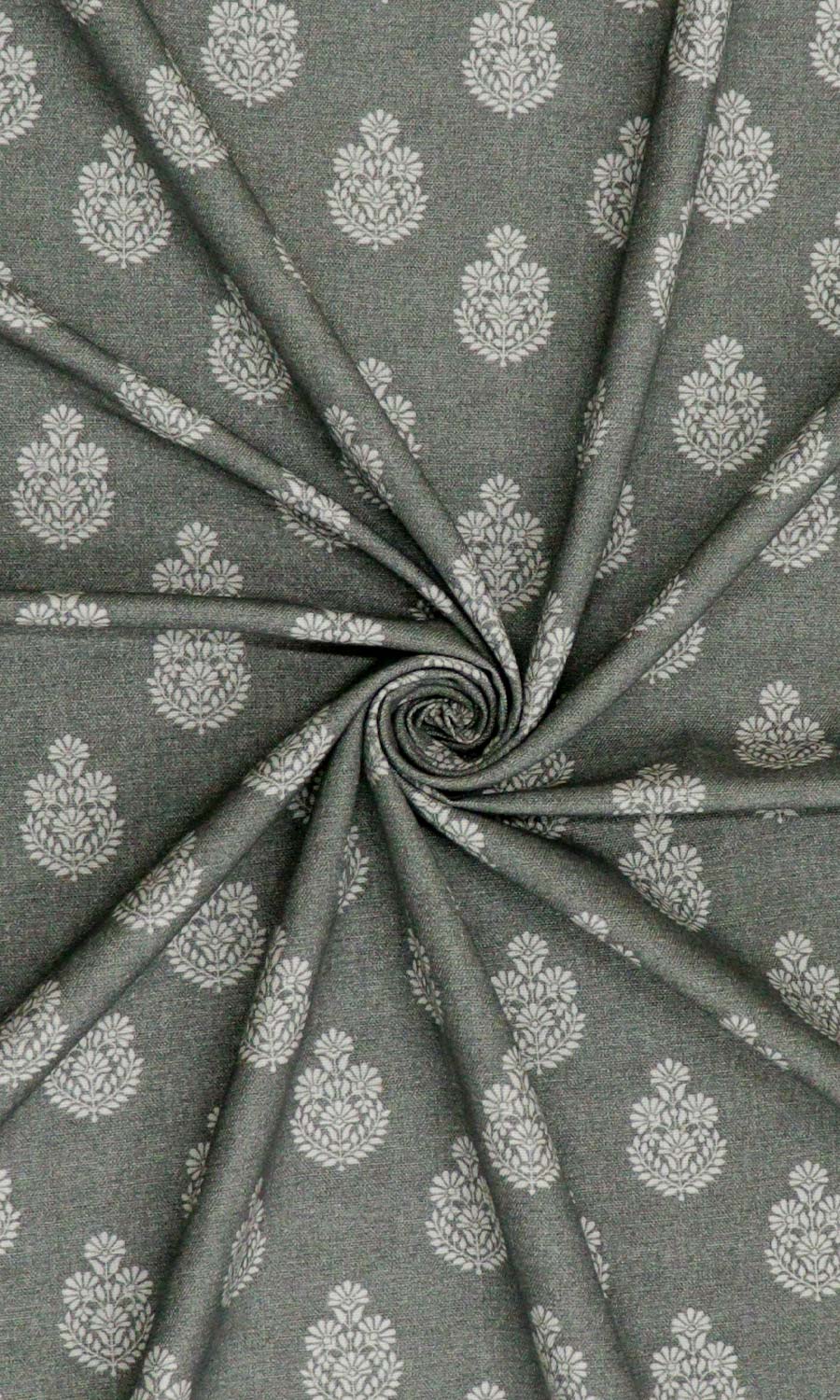 Floral Cotton Roman Blinds & Window Shades (Grey/ Black)