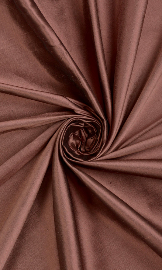 Shantung Silk Home Décor Fabric By the Metre (Cognac Red/ Brown)