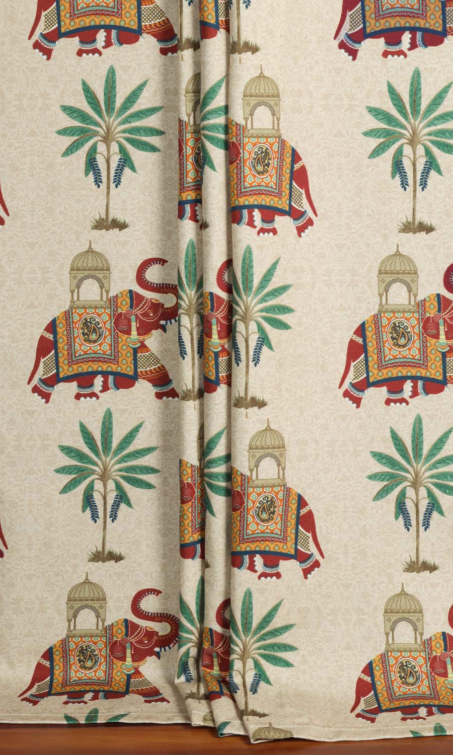 Elephant Print Cotton Roman Blinds & Window Shades (Ivory/ Red/ Green)