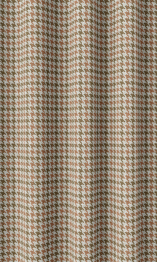 Houndstooth Home Décor Fabric By the Metre (Orange & Green)