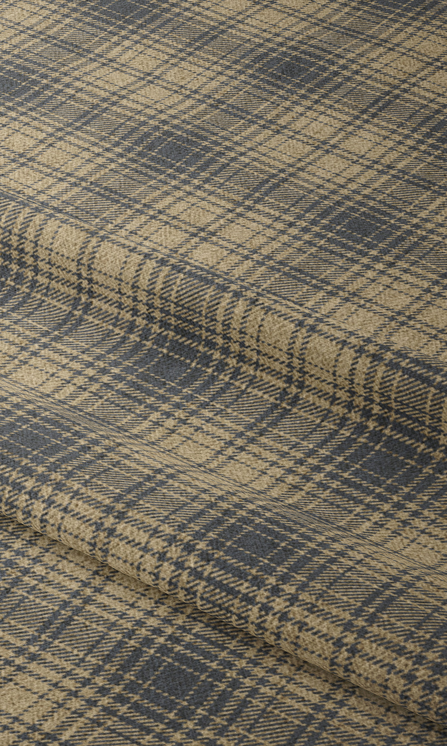 Plaid Fabric Material By the Metre (Yellow & Navy Blue/Grey)