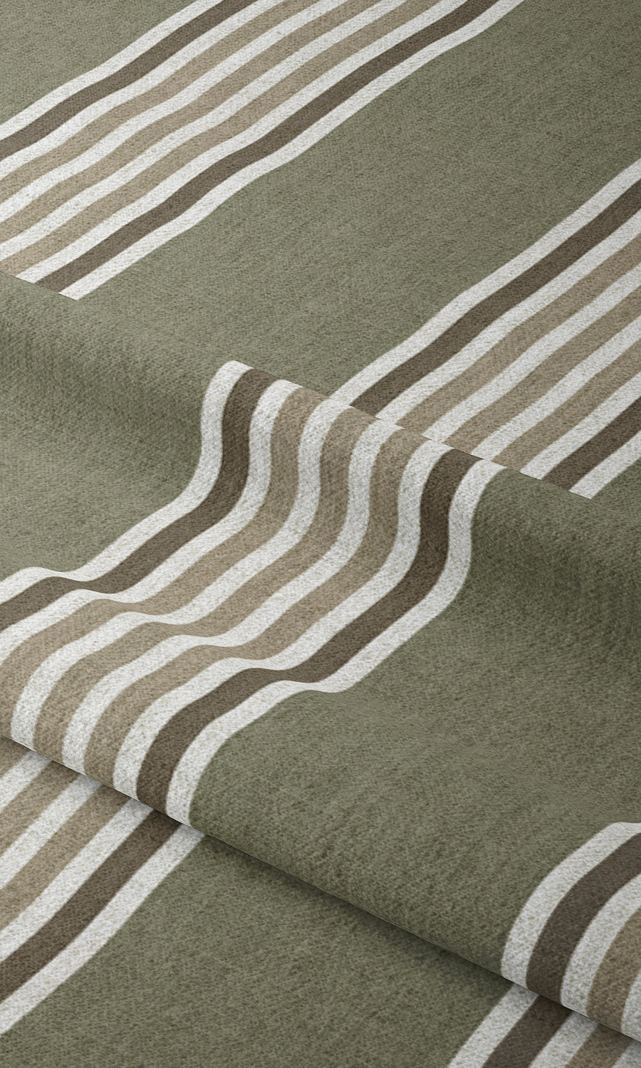 Striped Print Window Treatments Fabric By the Metre (Olive Green/ Browns)