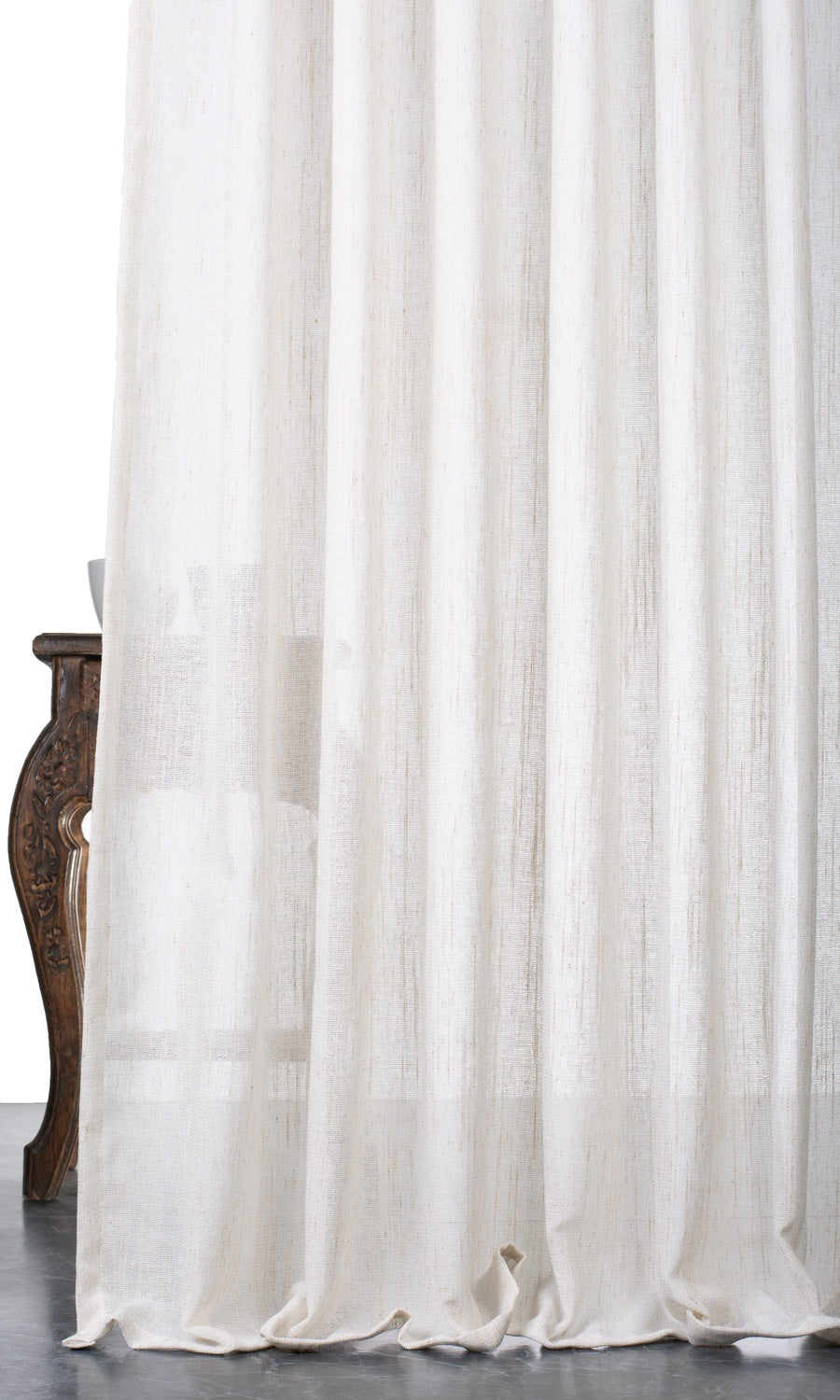 Poly-Linen Sheer Home Textile Fabric Material By the Metre (Ivory)