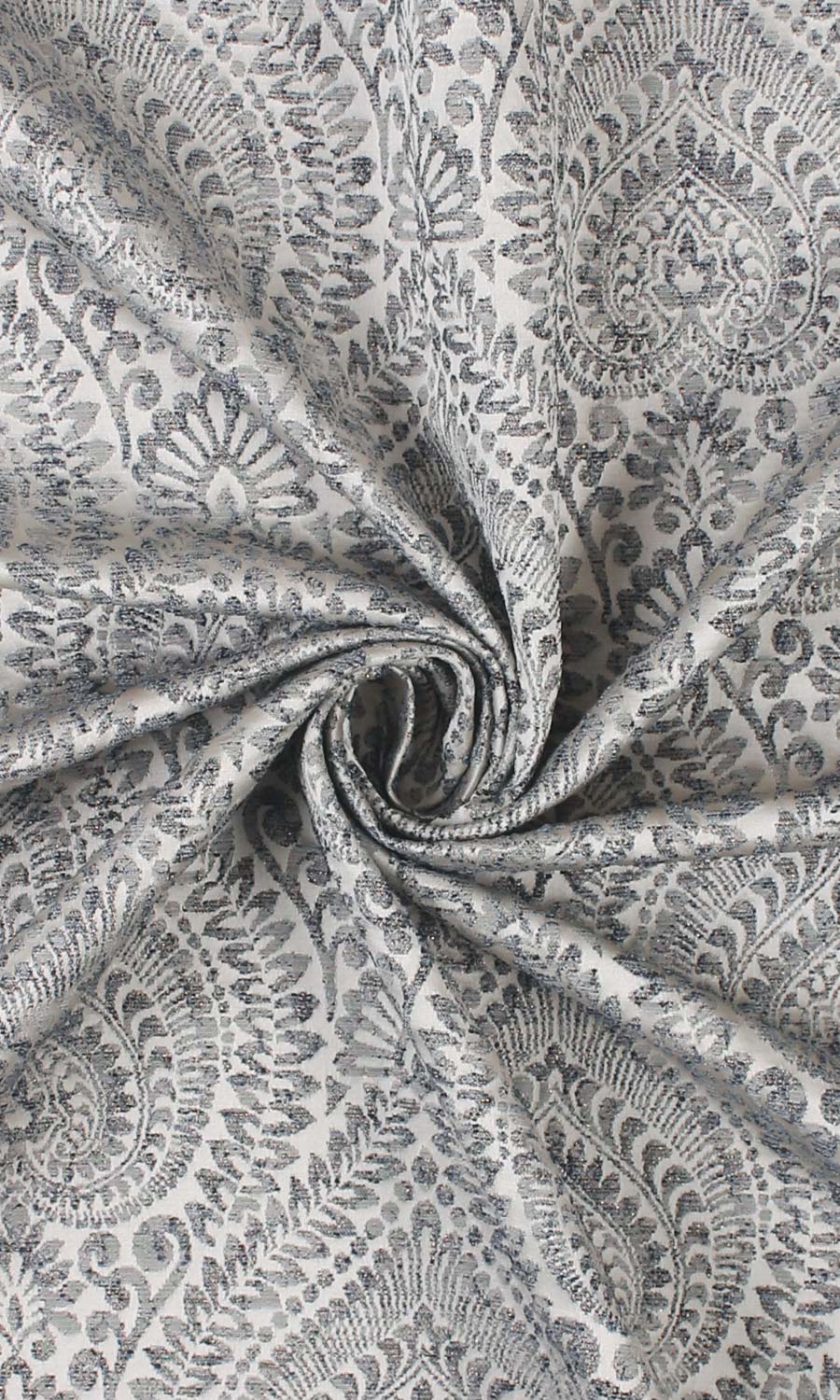 Textured Floral Roman Shades (Grey/ Deep Blue) Extra Long Short Wide