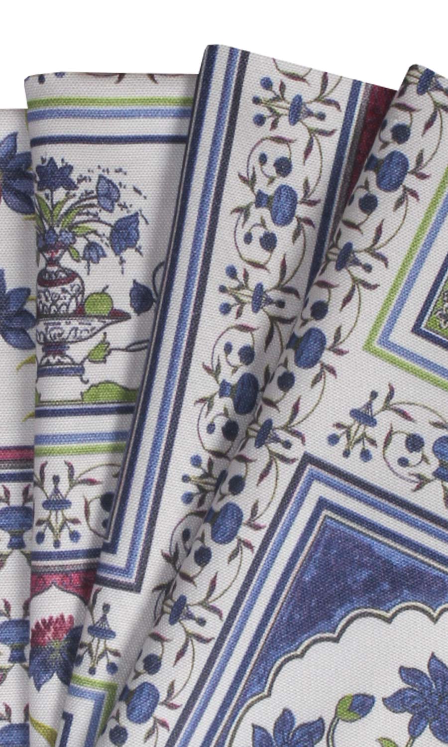 Floral Cotton Made-to-Measure Roman Blinds (White/ Blue/ Pink)