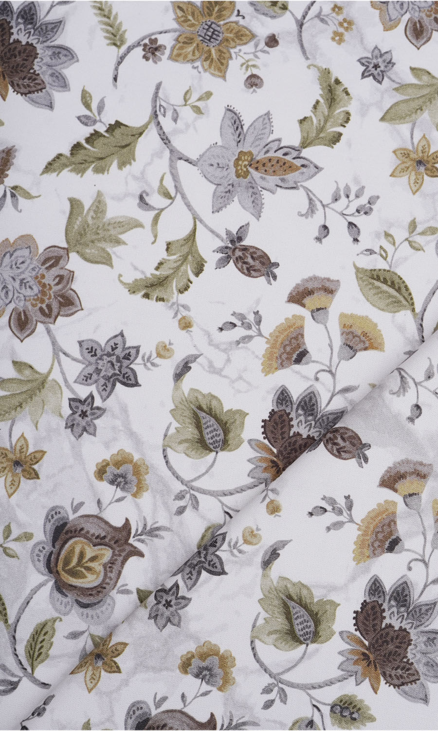 Floral Cotton Free Fabric Material Sample (White/ Grey/ Green)