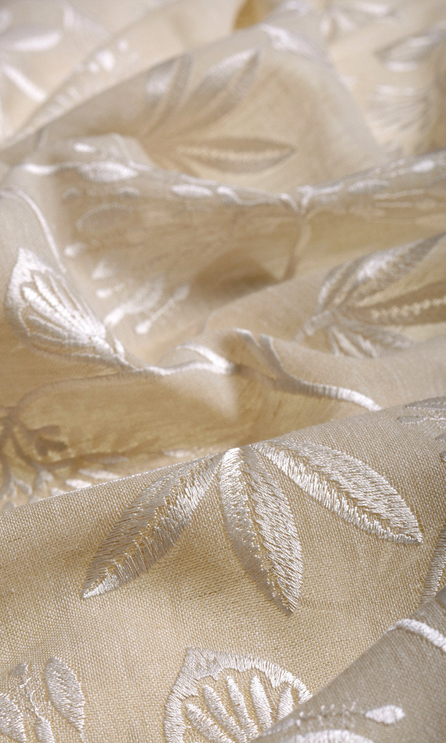 Floral Semi Sheer Any Size Style Roman Blinds (Wheat Beige/ White)