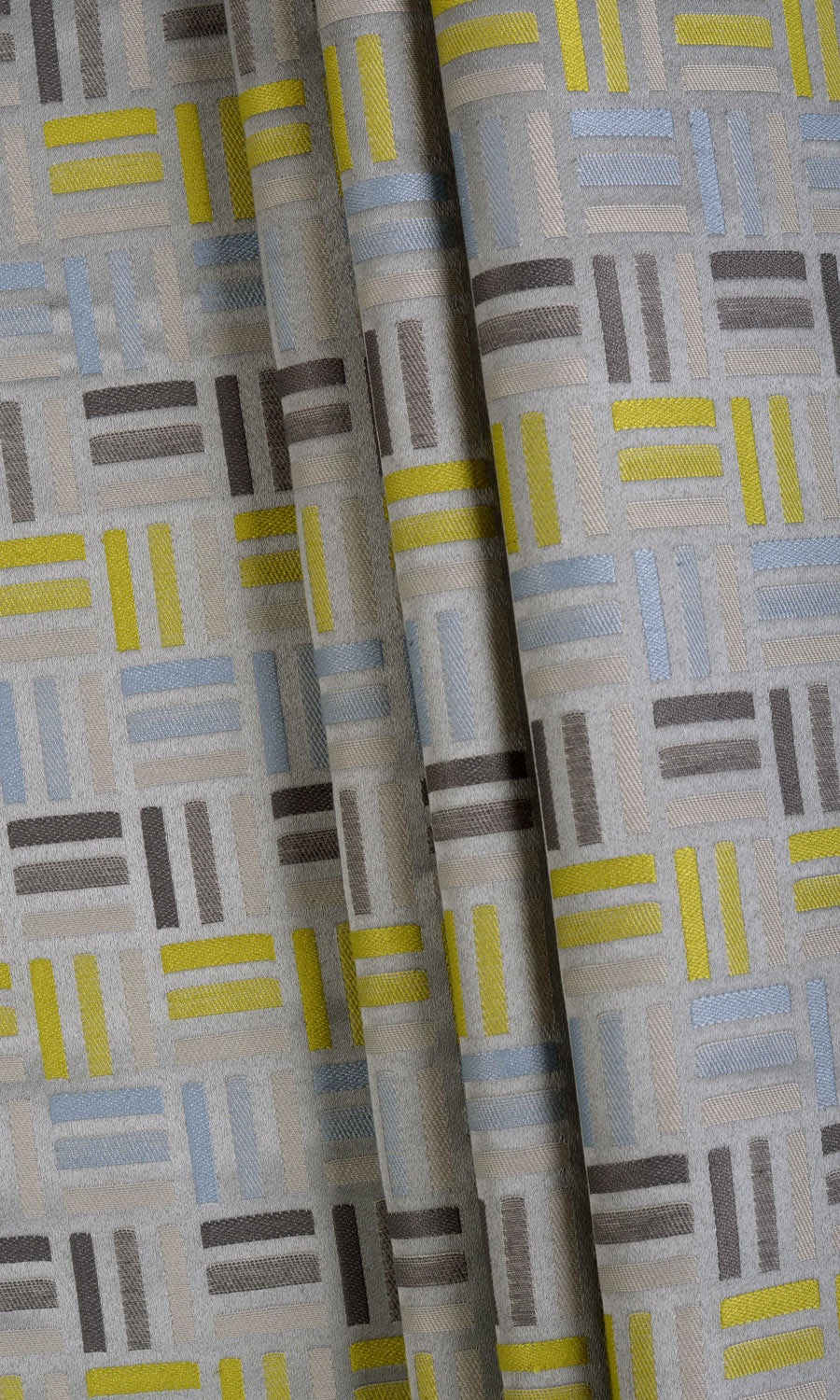 Geometric Patterned Home Textile Fabric Material By the Metre (Grey/ Yellow)