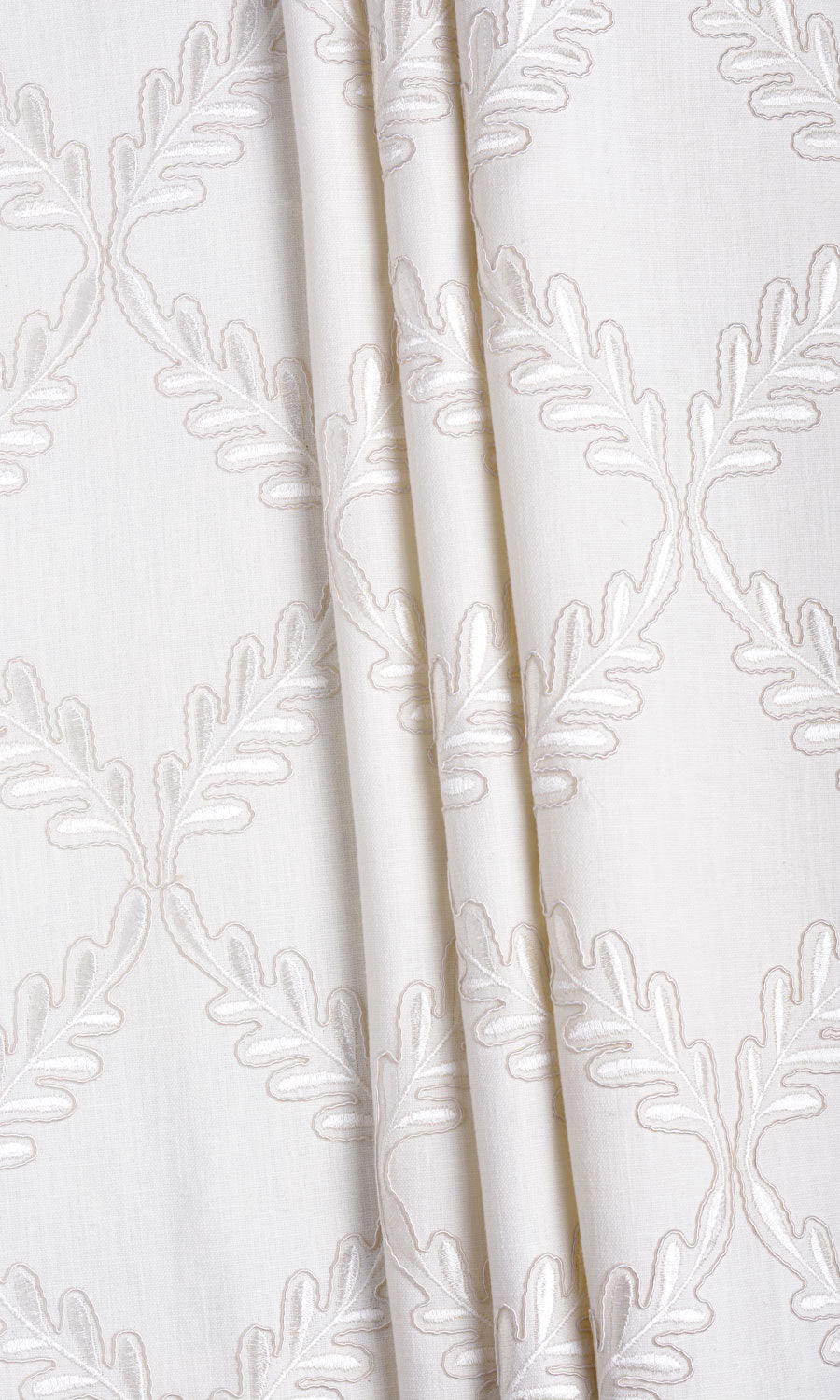 Poly-Linen Embroidered Made-to-Measure Roman Blinds (White/ Cream)