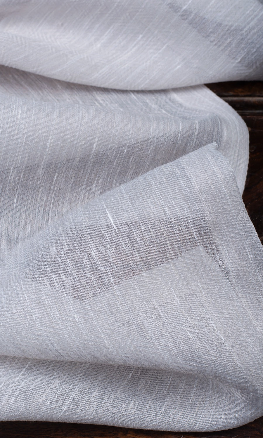 Textured Sheer Window Treatments Fabric By the Metre (Fog Gray/ White)