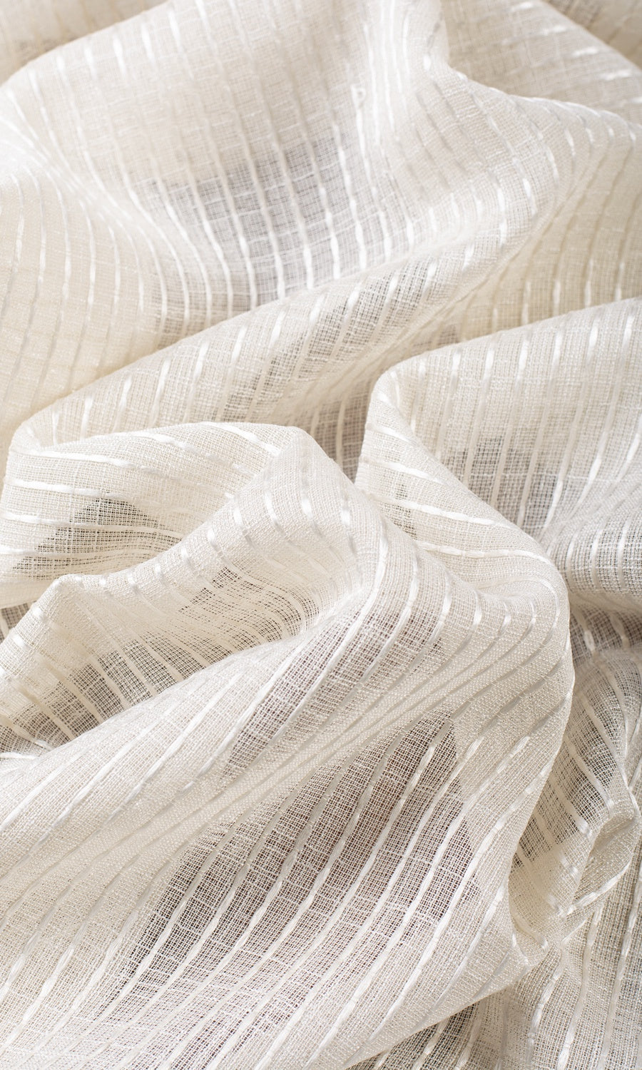Embroidered Striped Sheer Made-to-Measure Roman Blinds (Creamy Beige)