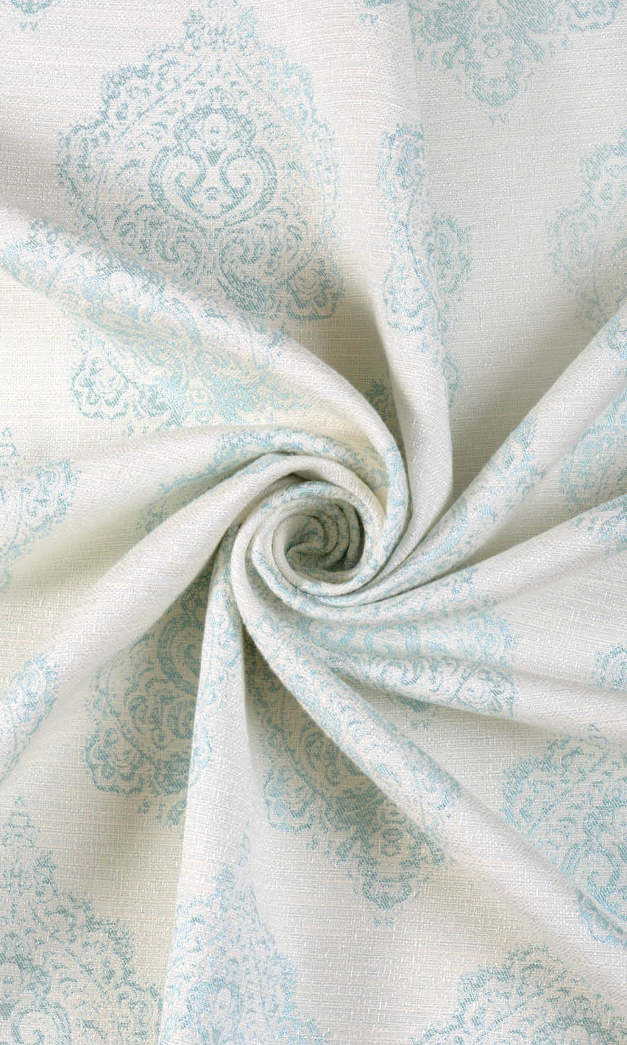 Damask Poly-Cotton Roman Blinds (White/ Blue) Extra Long Short Wide
