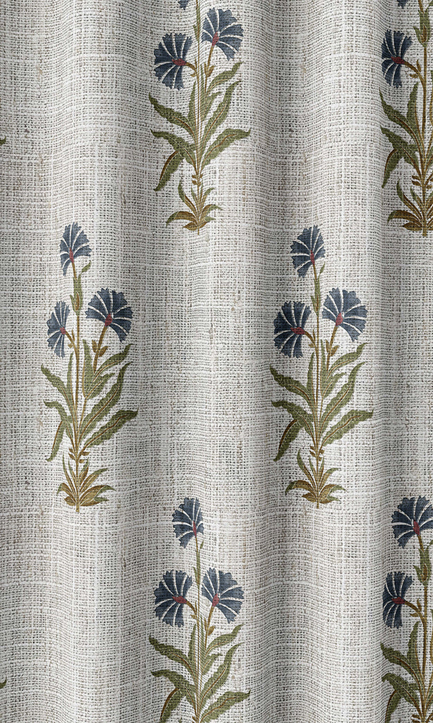 Floral Flat, Plain, Fake, Faux, European Relaxed Roman Blinds (White/ Navy Blue/ Green)