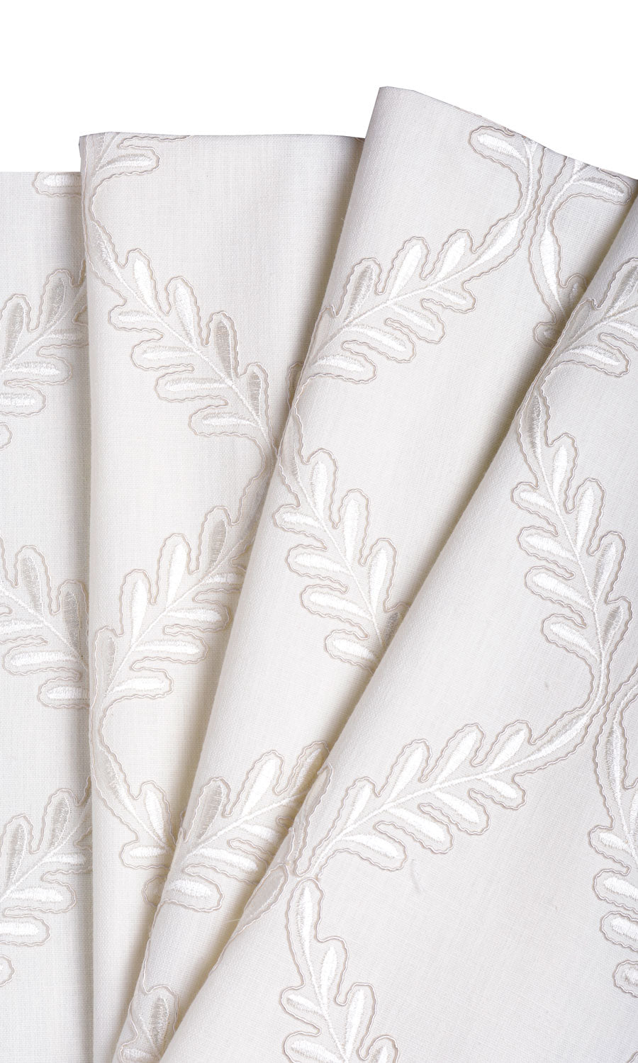 Poly-Linen Embroidered Fabric By the Metre for Roman Blinds & Shades (White/ Cream)