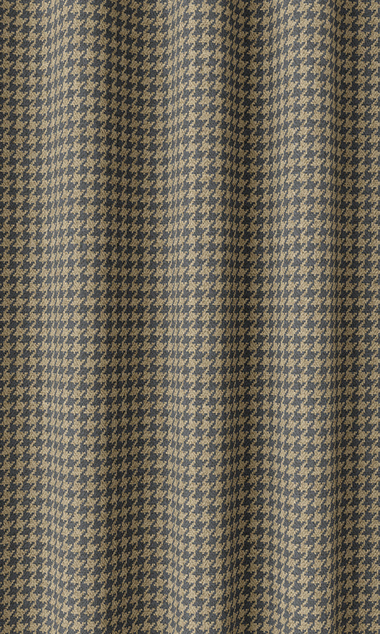 Houndstooth Home Décor Fabric By the Metre (Navy Blue/ Beige)