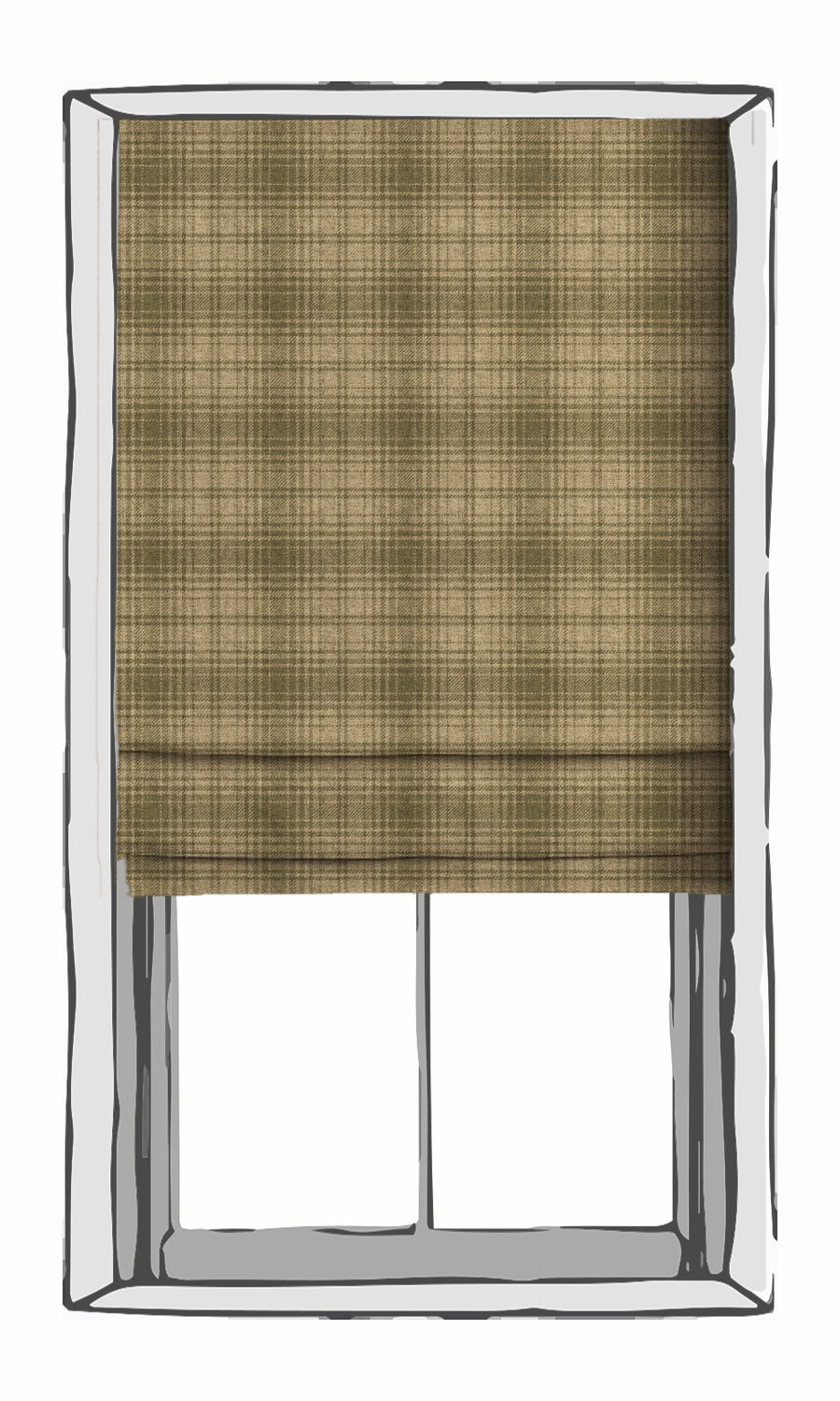Plaid Print Window Treatments Fabric Sample (Olive Green & Beige)