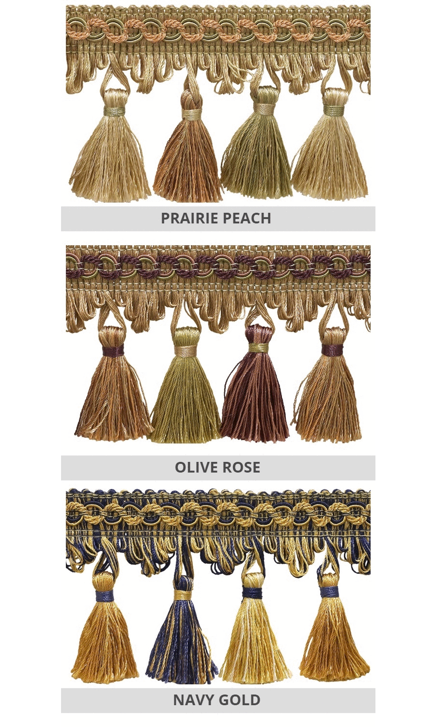 Tassel trimmings for roman shades