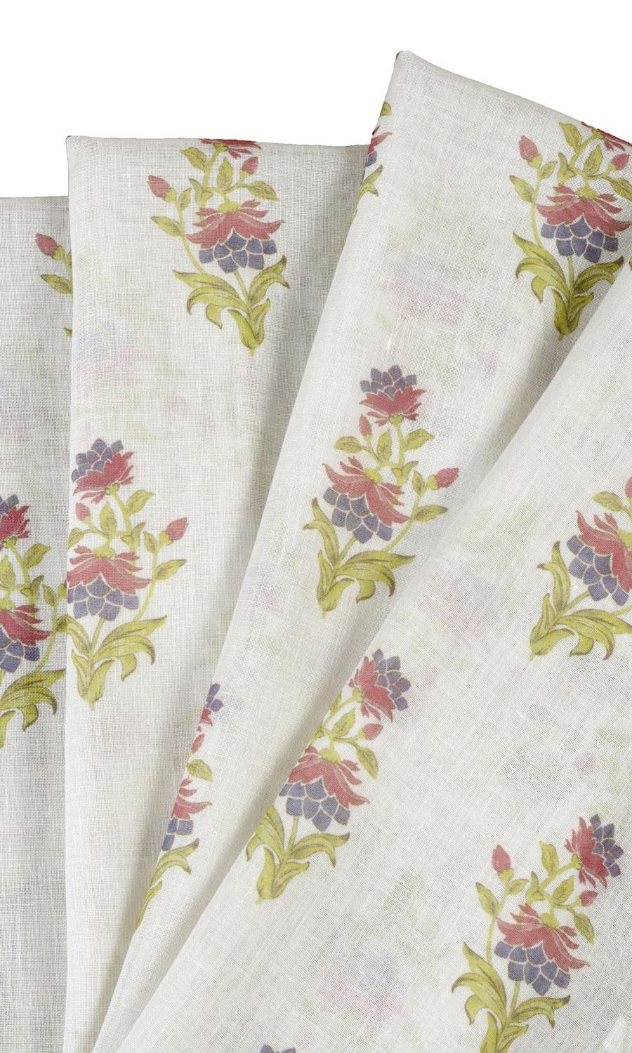 Sheer Floral Made-to-Measure Roman Blinds (Cream/ Pink)