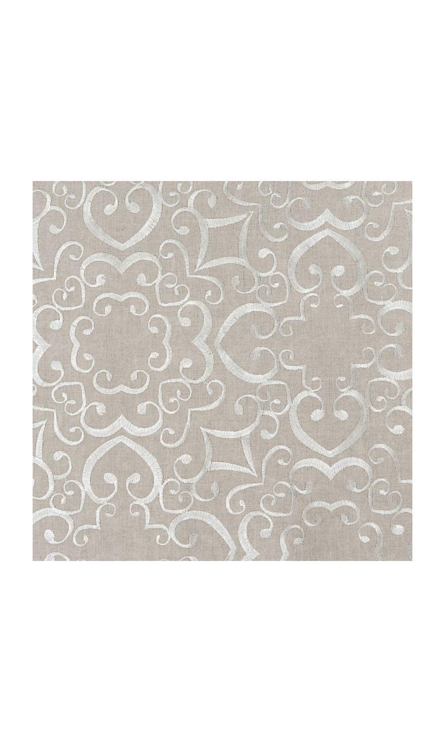 Floral Embroidered Linen Fabric Material By the Metre (Brown)
