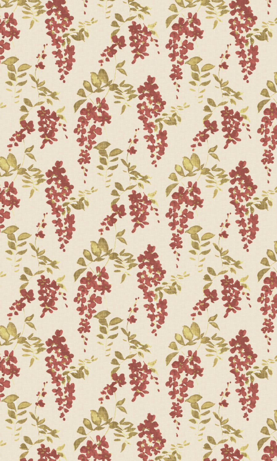 Dimout Floral Home Textile Fabric Material Sample (Red/ Green/ Pale Grey)