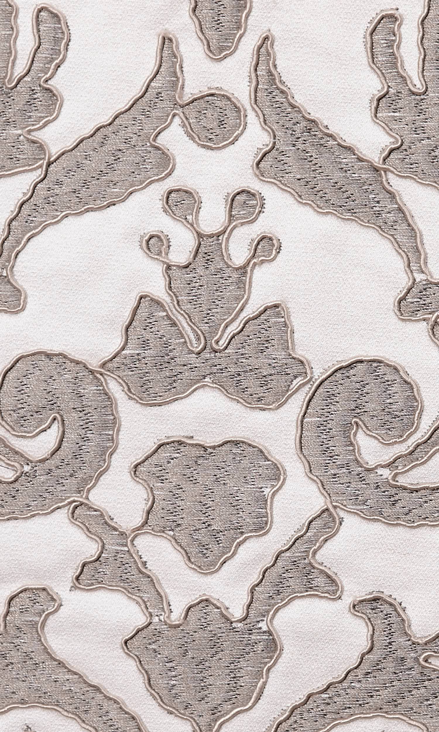 Damask Home Textile Fabric Material Sample (White/ Grey)
