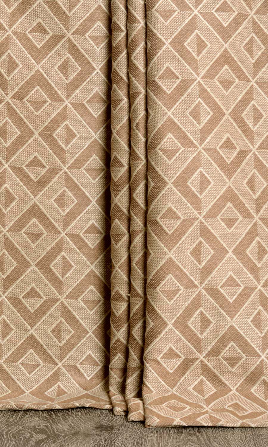 Argyle Patterned Window Treatments Fabric By the Metre (Pale Tan/ Brown)