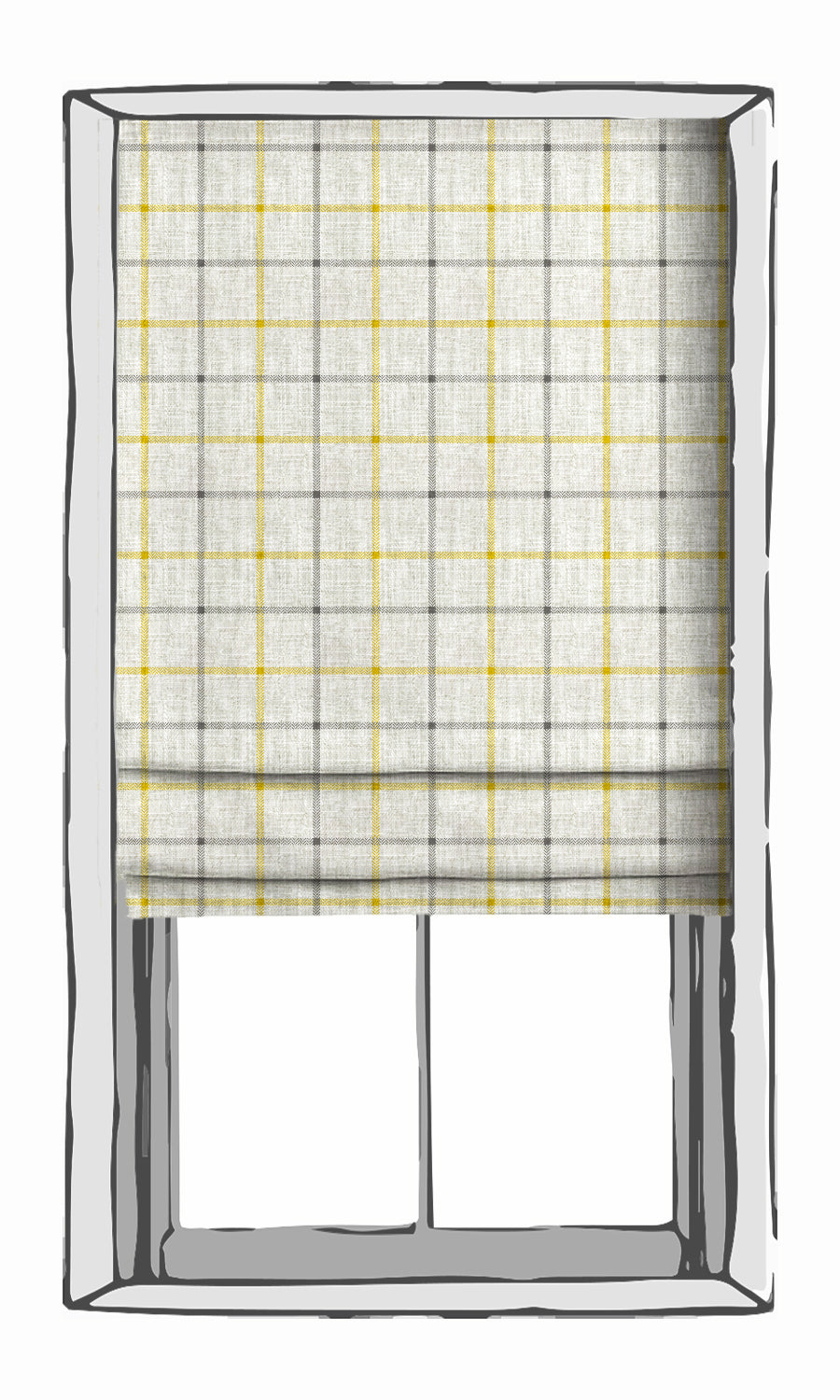 Check Print Window Treatments Fabric Sample (Linen White/ Yellow)