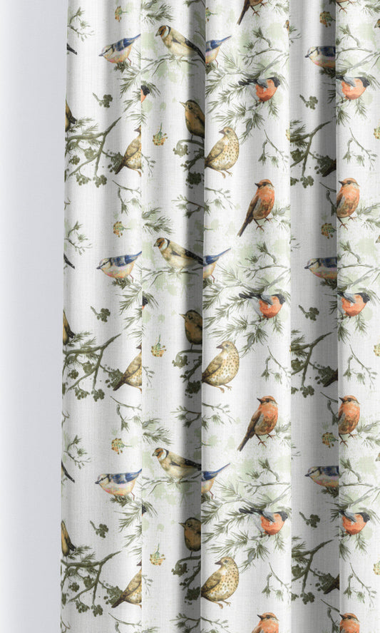 Bird-Print Cotton Blinds (Yellow/ Orange/ White)