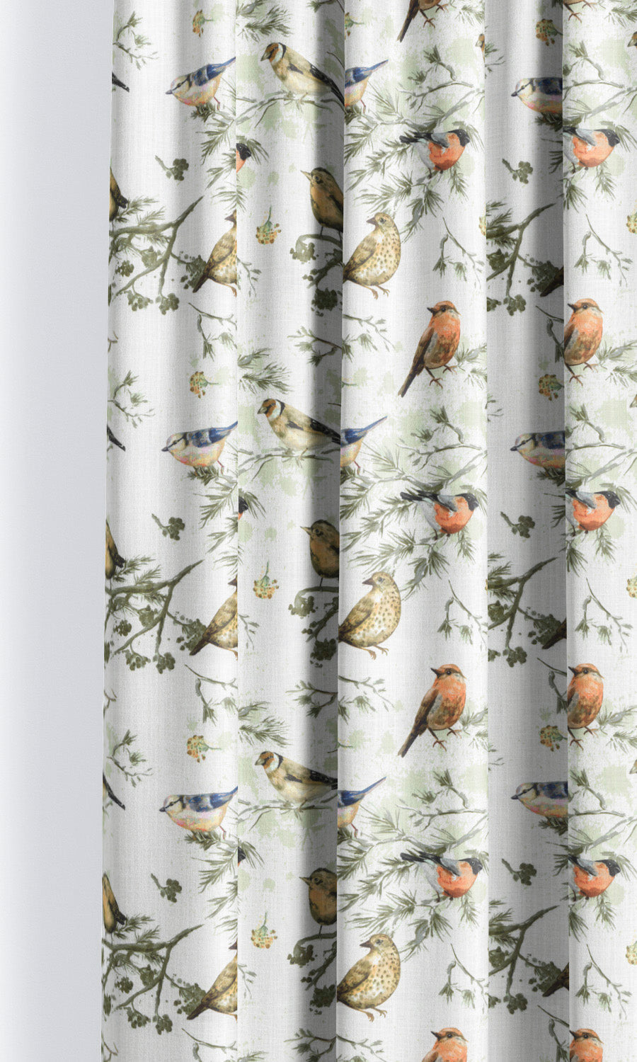 Bird-Print Cotton Home Décor Fabric By the Metre (Yellow/ Orange/ White)