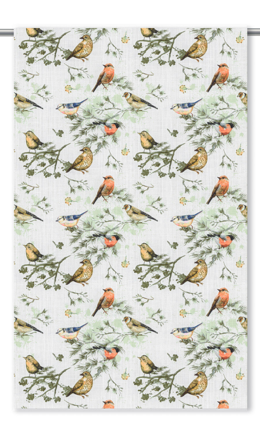 Bird-Print Cotton Window Treatments Fabric By the Metre (Yellow/ Orange/ White)