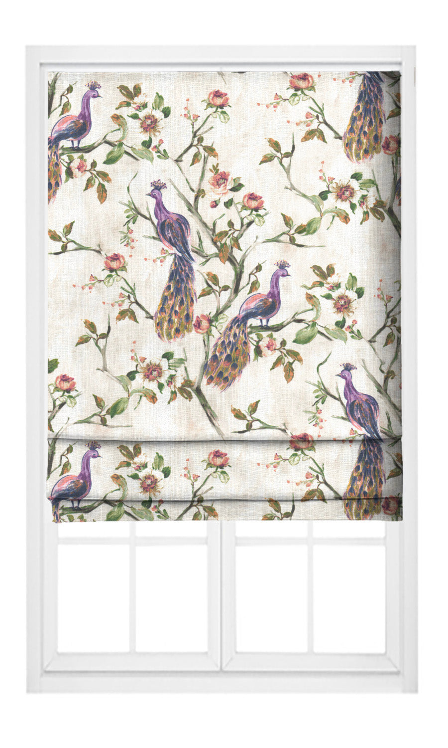 French Country Print Flat, Plain, Fake, Faux, European Relaxed Roman Blinds (Orange/ Green/ Purple)