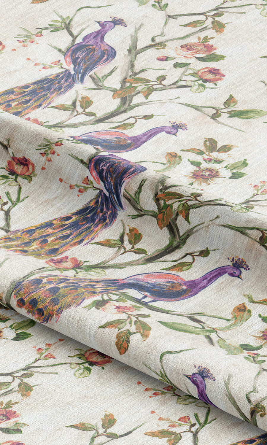 French Country Print Fabric Material By the Metre (Orange/ Green/ Purple)