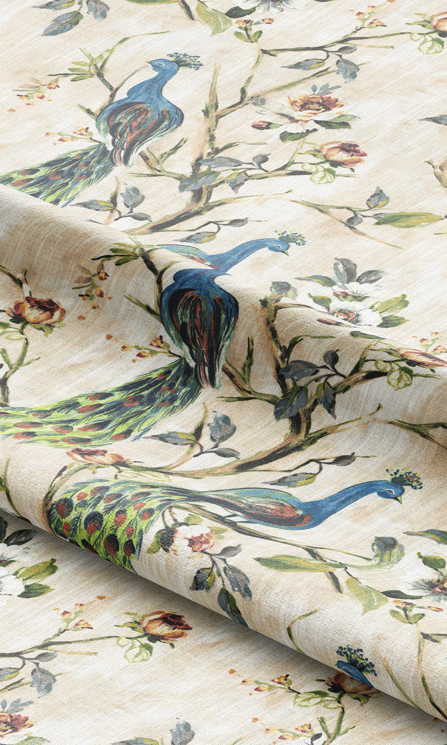 French Country Print Fabric Material By the Metre (Blue/ Green)