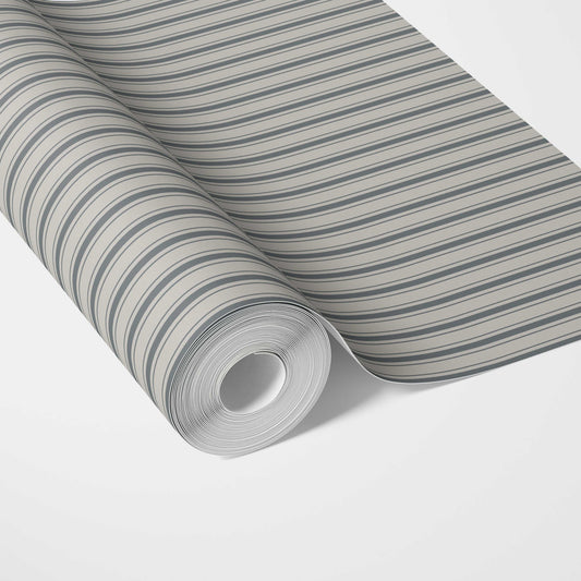 Neutral Geometric Striped Traditional Wallpaper (Slate Gray)
