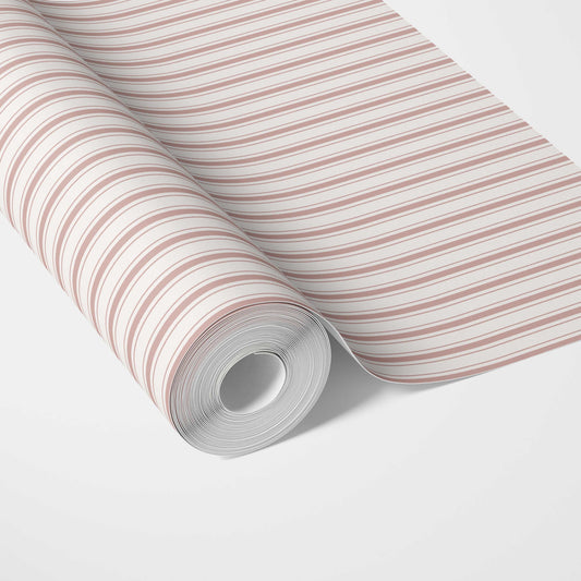 Geometric Striped Traditional Wallpaper (Pastel Pink)